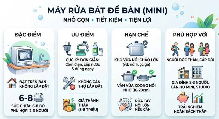 Nhỏ Gọn, Tiết Kiệm, Phù Hợp Bếp Mini