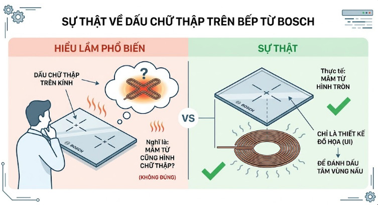 dấu chữ thập trên mặt kính