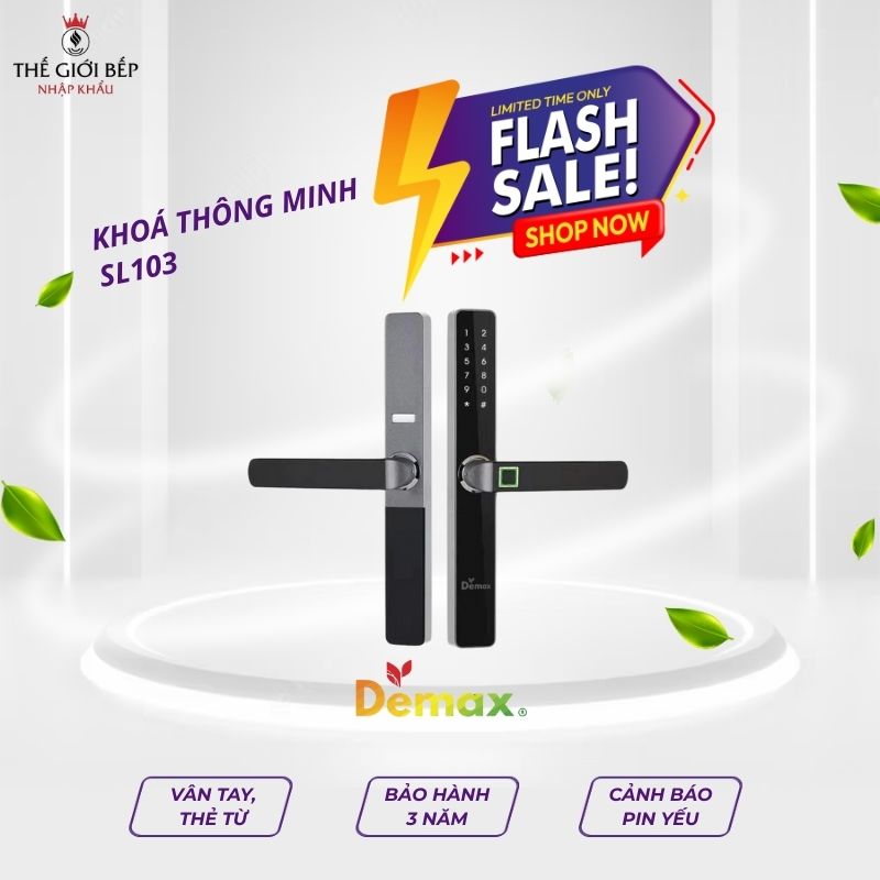 Khóa cửa điện tử thông minh Demax SL103 cho cửa nhôm, sắt, inox, cửa nhựa