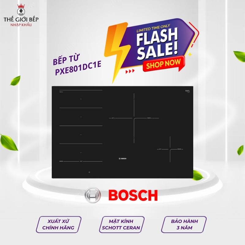 Bếp từ Bosch PXE801DC1E , 4 vùng nấu