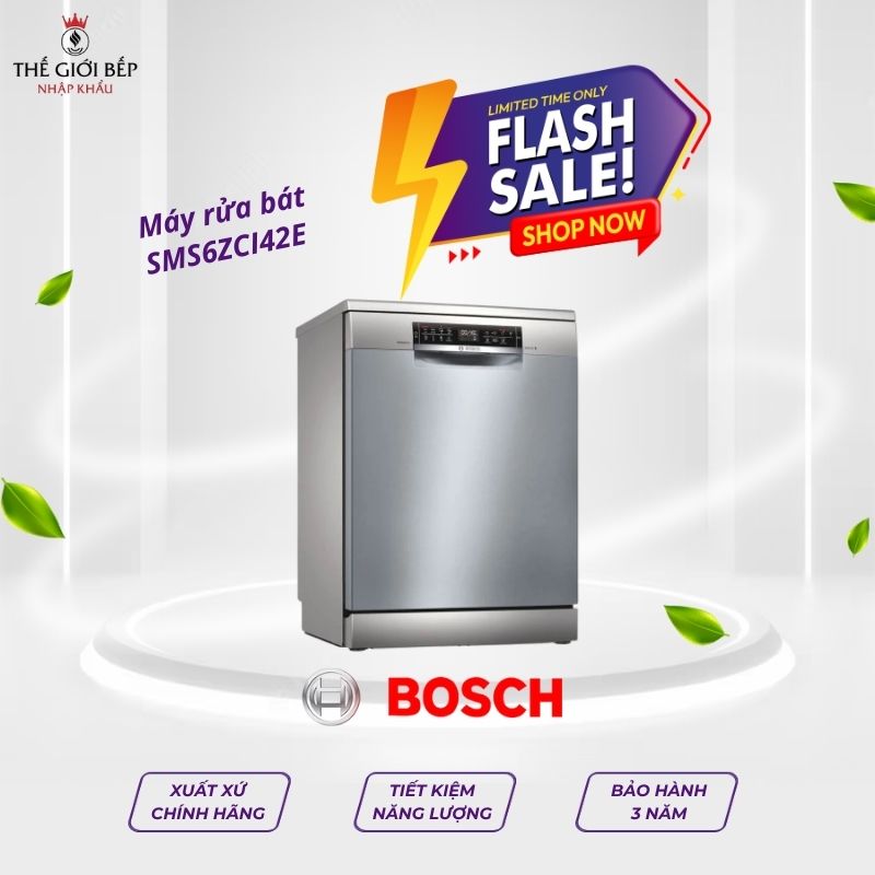 Máy rửa bát Bosch SMS6ZCI42E serie 6, độc lập