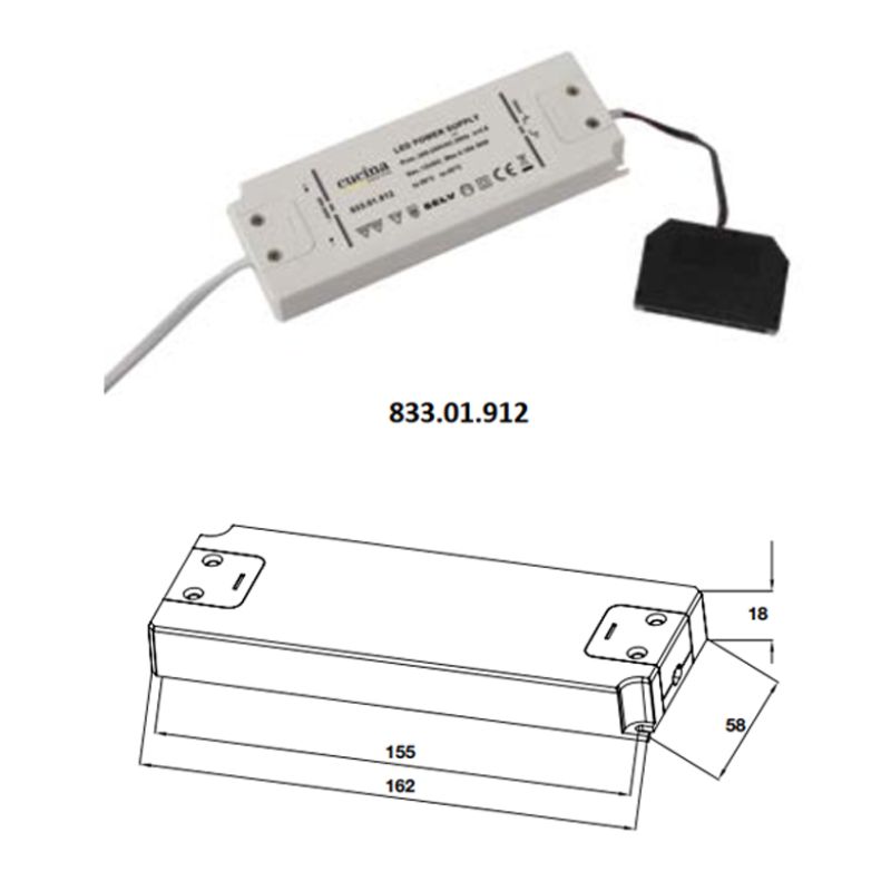 Nguồn đèn Led STELLA 12V CUCINA 833.01.912 161 x 57 x 19