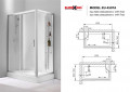 kích thước phòng tắm vách kính Euroking EU-4507A 900mm