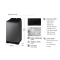 Kích thước máy giặt Samsung Inverter 9.5 kg WA95CG4545BDSV cửa trên