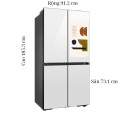 Kích thước tủ lạnh 4 cánh Multi door Inverter 636 lít Samsung RF65DB990012SV