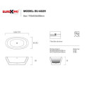 Kích thước bồn tắm EuroKing không massage EU-6029 Nâu/Xám