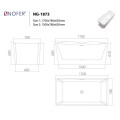 Kích thước bồn tắm EuroKing không massage NG-1873-1700