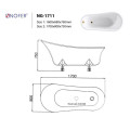 Kích thước bồn tắm EuroKing không massage NG-1711-1600(White+Chrome)