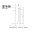 Kích thước vòi sen tắm gắn bồn EuroKing EU-51001