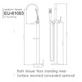 Kích thước vòi sen tắm gắn bồn EuroKing EU-61003