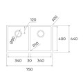 Kích thước chậu rửa bát Teka BX R10 2B 750 BW 115040033