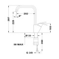 Kích thước vòi rửa nóng lạnh Teka MTP 994 116030002