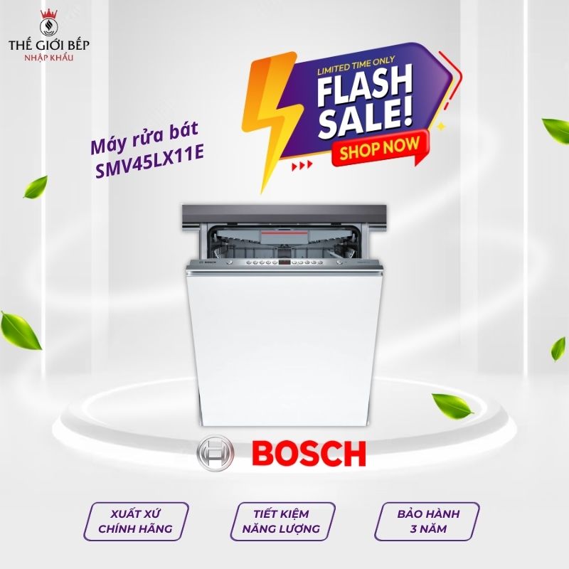 Máy rửa bát Bosch SMV45LX11E serie 4, âm tủ