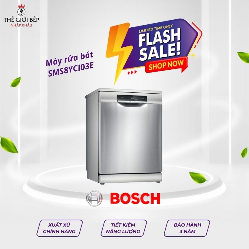 Máy rửa bát Bosch SMS8YCI03E serie 8, độc lập