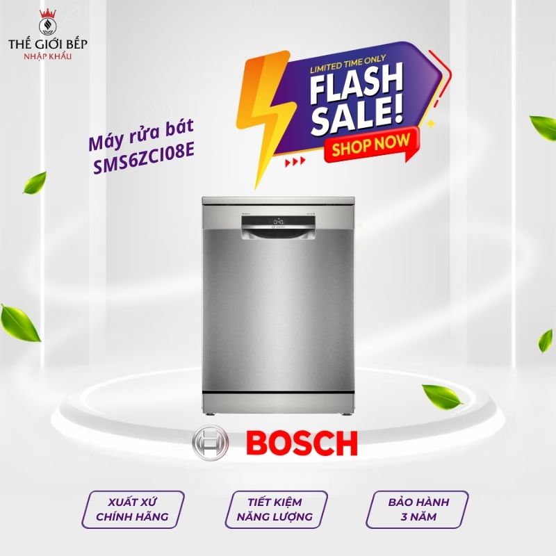 Máy rửa bát Bosch SMS6ZCI08E serie 6, độc lập