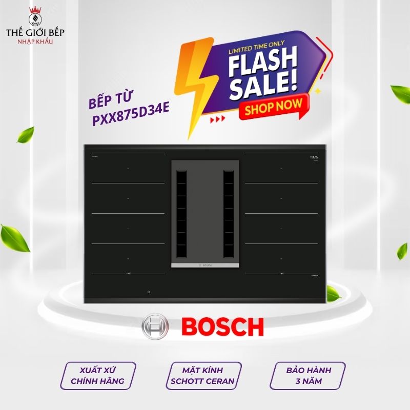 Bếp từ Bếp từ Bosch PXX875D34E kêt hợp hút mùi 4 vùng nấu