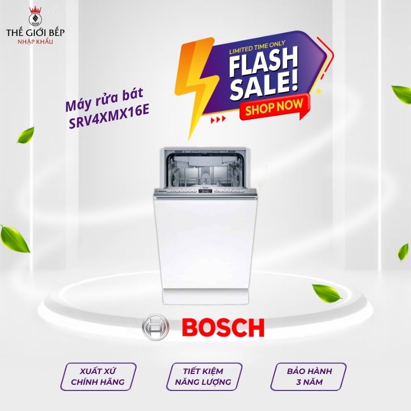 Máy rửa bát Bosch SRV4XMX16E serie 4, âm tủ