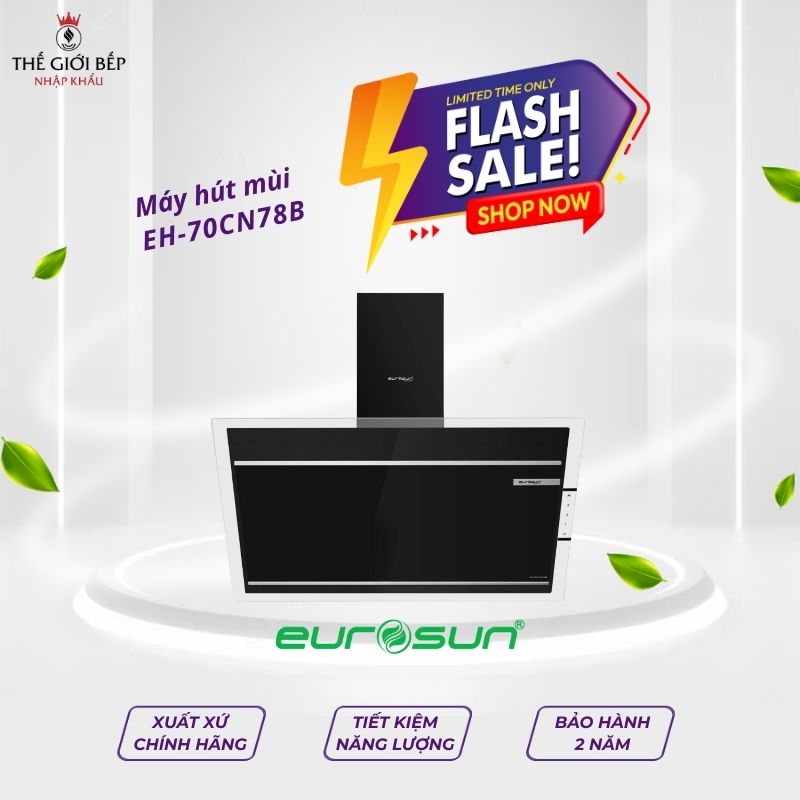 Máy hút mùi áp tường tuần hoàn Eurosun EH-70CN78B