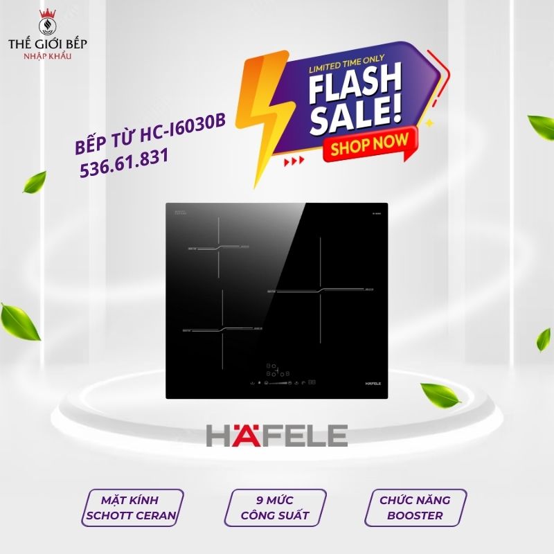 Bếp từ Hafele 3 vùng nấu HC-I6030B 536.61.831 lắp âm