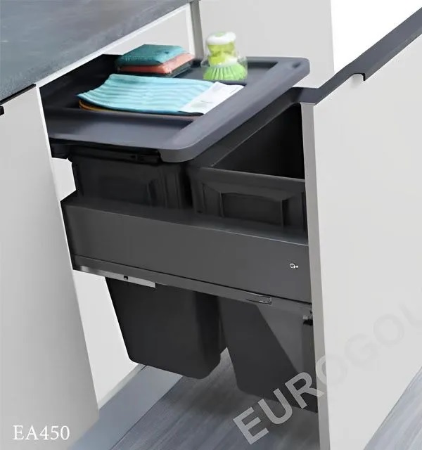 Thùng rác đôi gắn cánh ray hộp giảm chấn EUROGOLD EA402