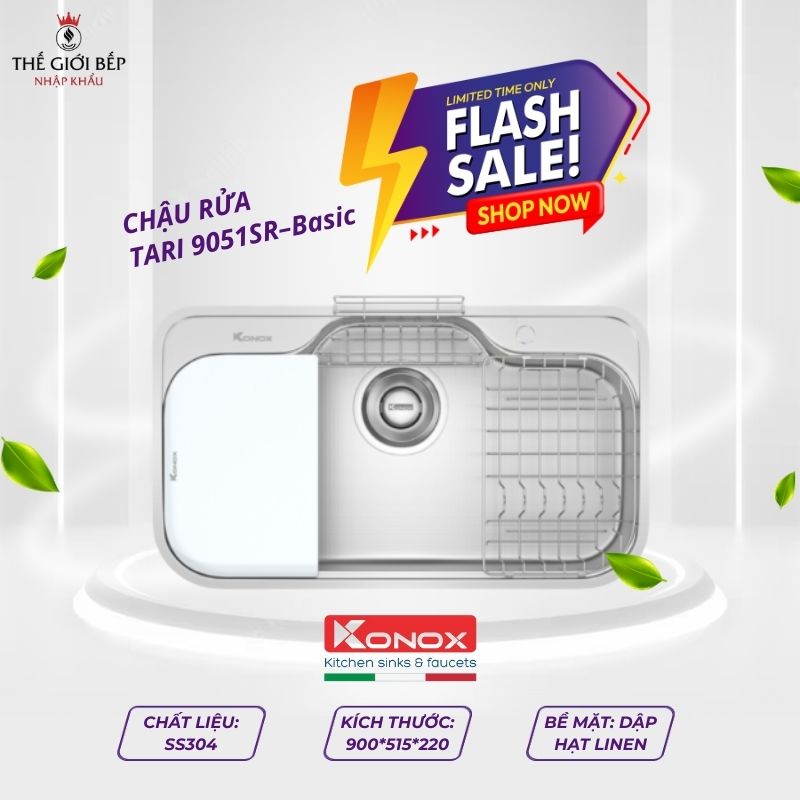 Chậu rửa bát inox 1 hố Konox TARI 9051SR