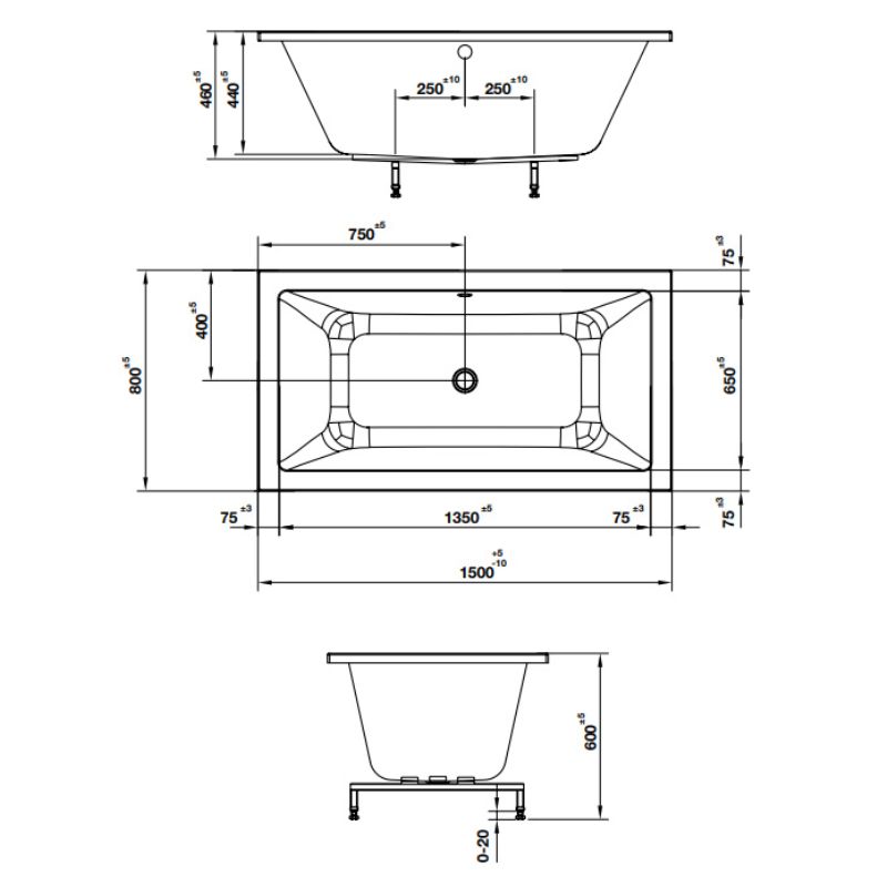 Bồn tắm âm hình vuông Nagoya 1500 Hafele 588.79.603