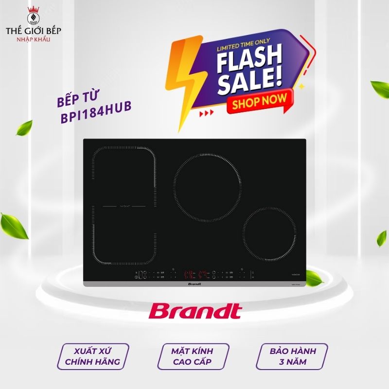 Bếp từ Brandt 4 vùng nấu Horizone Tech BPI184HUB lắp âm