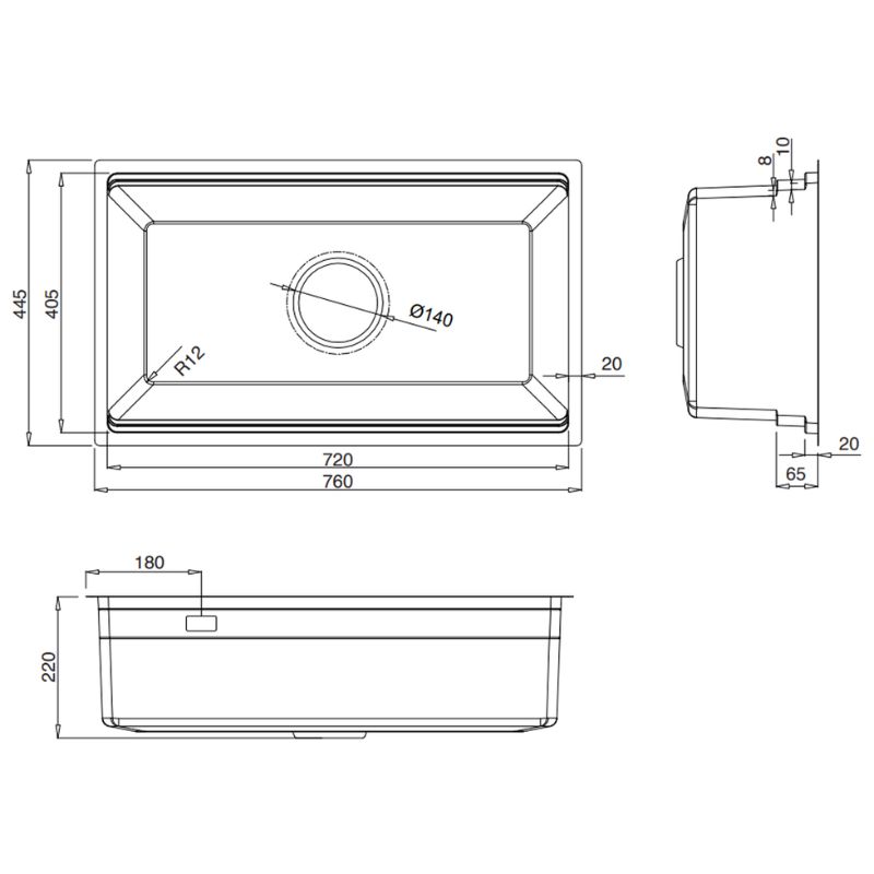 Chậu rửa bát 1 hố Kluger KWU8161FB-S76 Plus