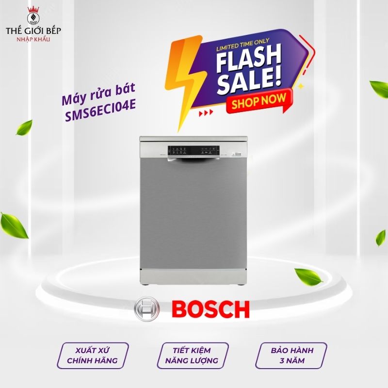 Máy rửa bát Bosch SMS6ECI04E serie 6, độc lập
