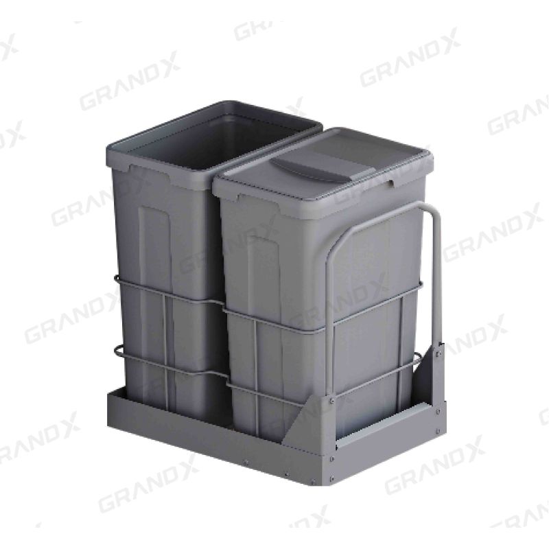 Thùng rác đôi cỡ lớn lắp âm tủ cánh kéo Grandx XW.D40M