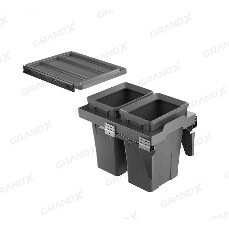 Thùng rác đôi cánh kéo âm tủ Grandx XW.D30