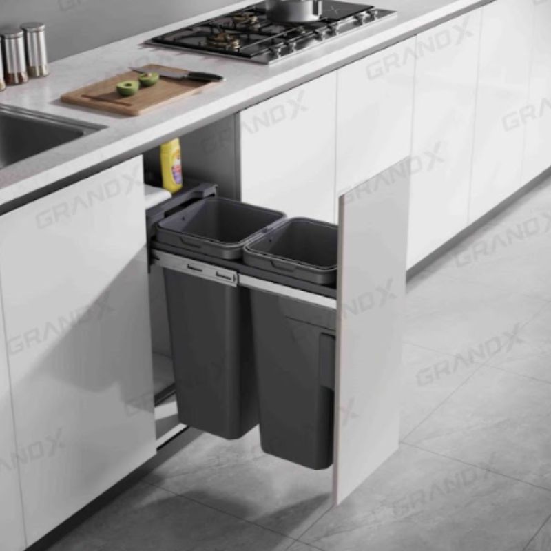 Thùng rác đôi gắn cánh kéo âm tủ Grandx XW.D30M