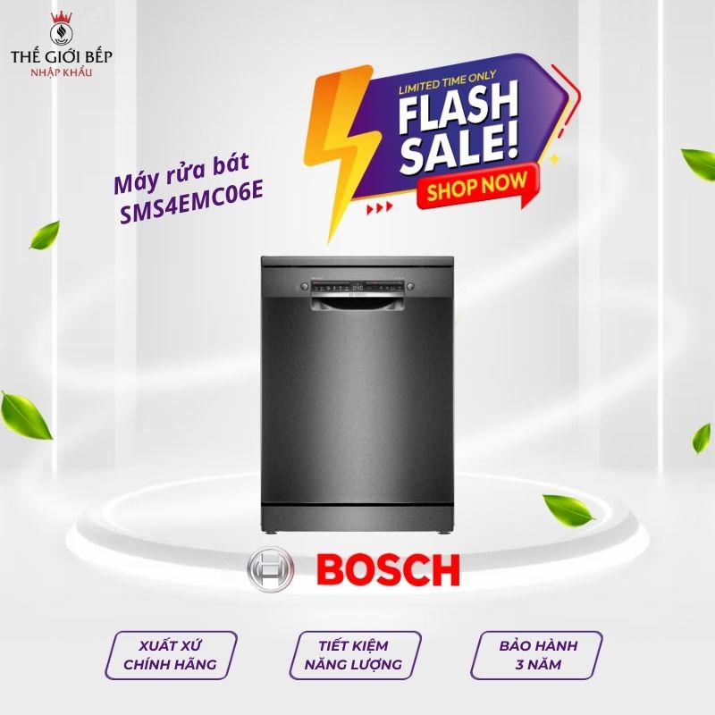 Máy rửa bát Bosch SMS4EMC06E serie 4, độc lập