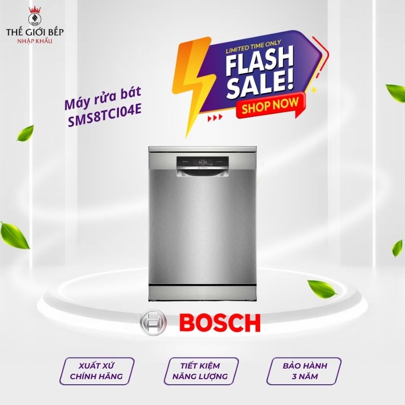 Máy rửa bát Bosch SMS8TCI04E serie 8, độc lập