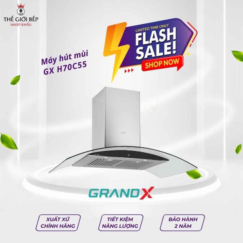 Máy hút mùi kính cong GrandX GX H70C55