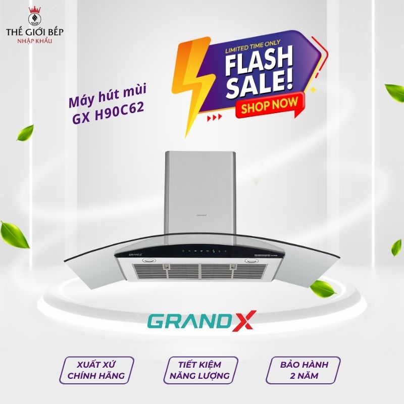 Máy hút mùi kính cong GrandX GX H90C62
