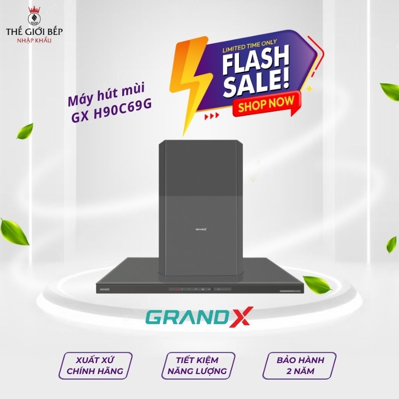 Máy hút mùi áp tường GrandX GX H90C69G