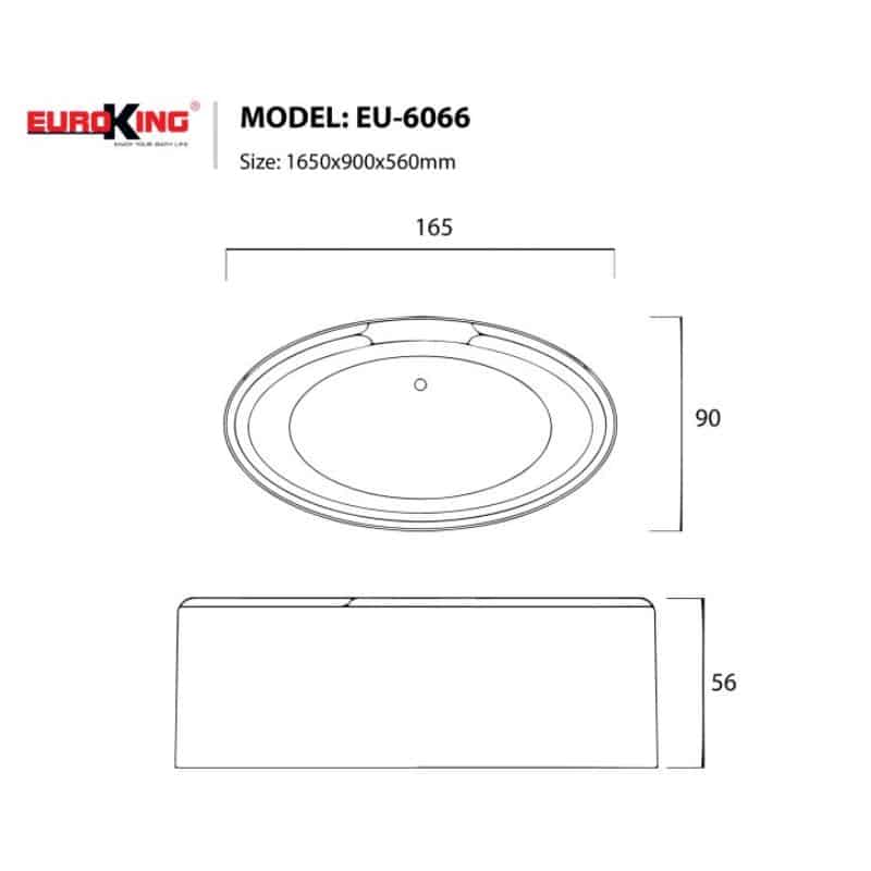 BỒN TẮM LOTUS EUROKING KHÔNG MASSAGE EU-6066 BÓNG/NHÁM