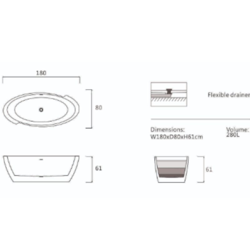 BỒN TẮM EUROKING KHÔNG MASSAGE EU-6051NHÁM/ĐEN