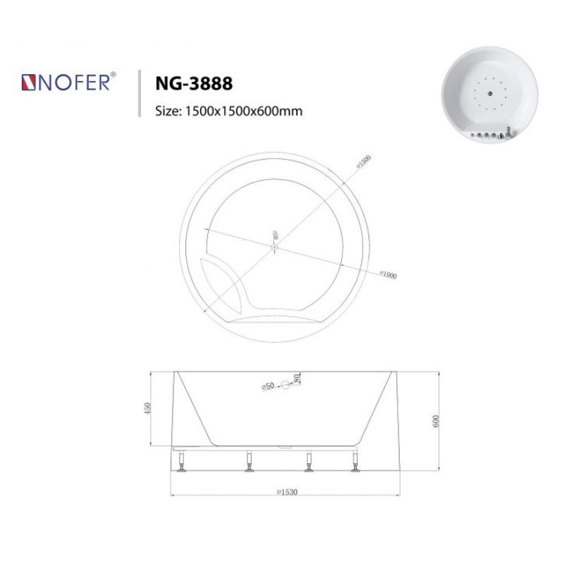 BỒN TẮM EUROKING KHÔNG MASSAGE NG-3888 PLUS