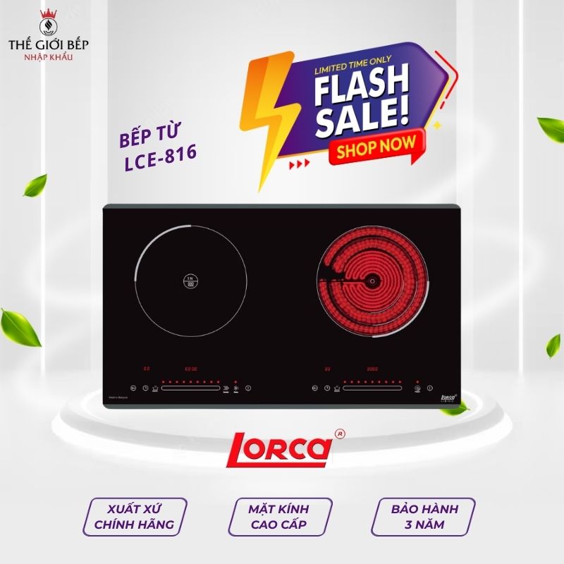 Bếp từ đôi Lorca LCE-816 lắp âm 