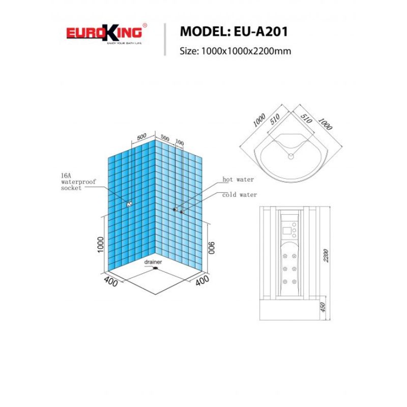 PHÒNG XÔNG HƠI EUROKING EU-A201 BLACK