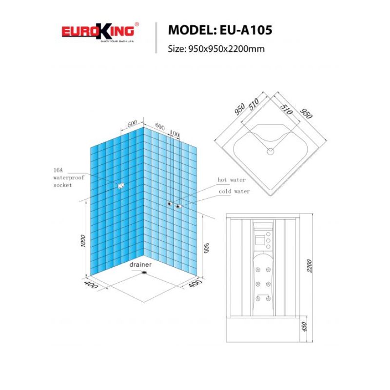 PHÒNG XÔNG HƠI EUROKING EU-A105 WHITE