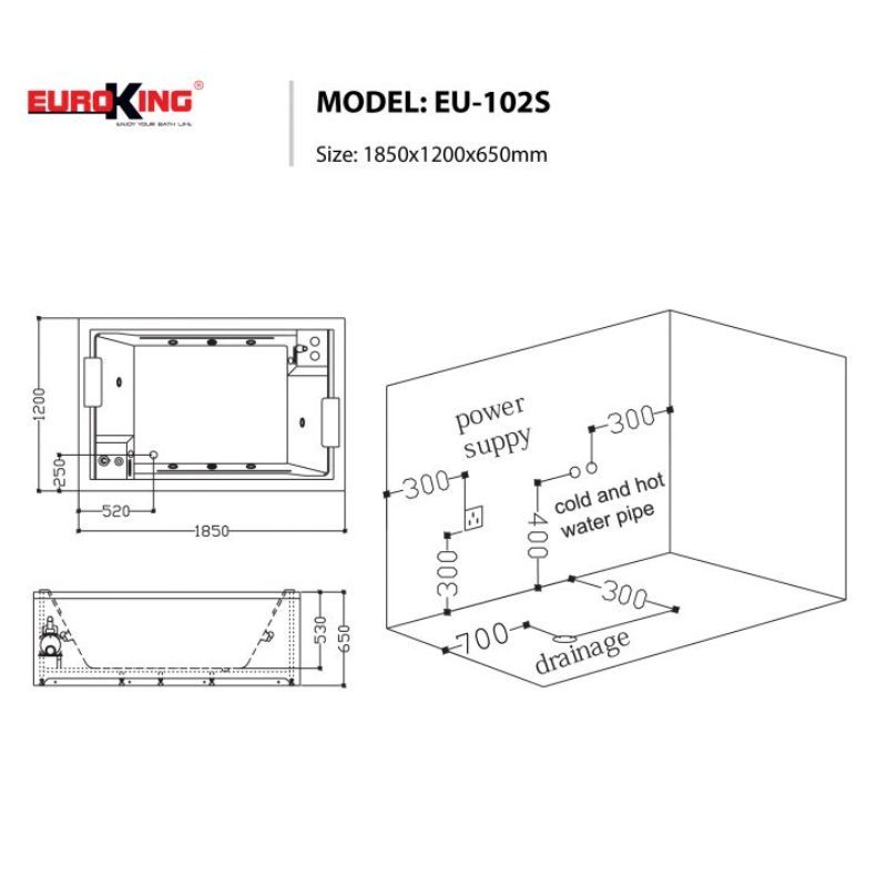 BỒN TẮM EUROKING EU-102S 2 SKIRTS