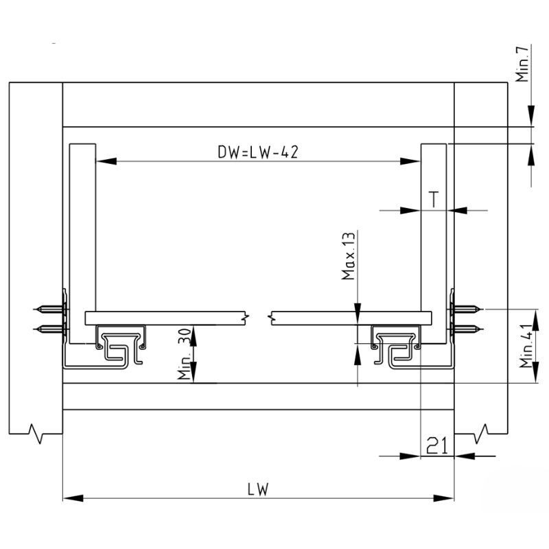 Ray âm giảm chấn nhấn mở EPC Evo 500mm Hafele 433.32.155