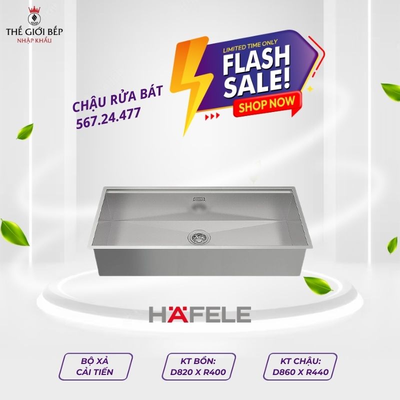 Chậu rửa bát Inox 1 hố Hafele 567.24.477