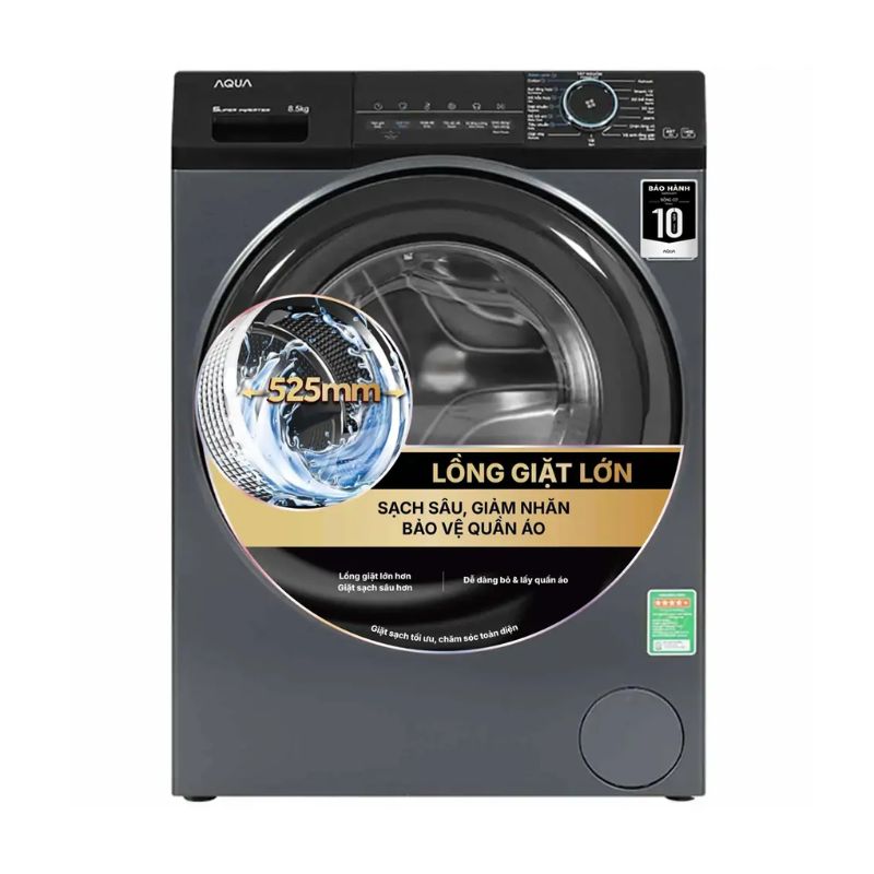 MÁY GIẶT AQUA INVERTER 8.5 KG AQD-A852J.BK