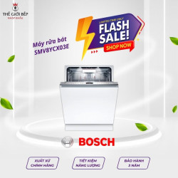Máy rửa bát Bosch SMV8YCX03E serie 8, âm tủ