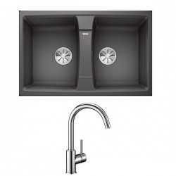 Combo Chậu rửa bát Bosch Blanco LEXA 8 Rock Grey 524961 + Vòi rửa bát Blanco MIDA Chrome