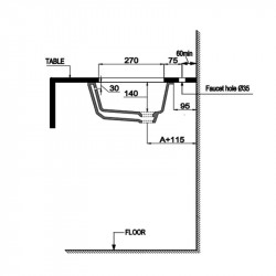 Chậu lavabo âm bàn Sapporo 545 Hafele 588.79.014